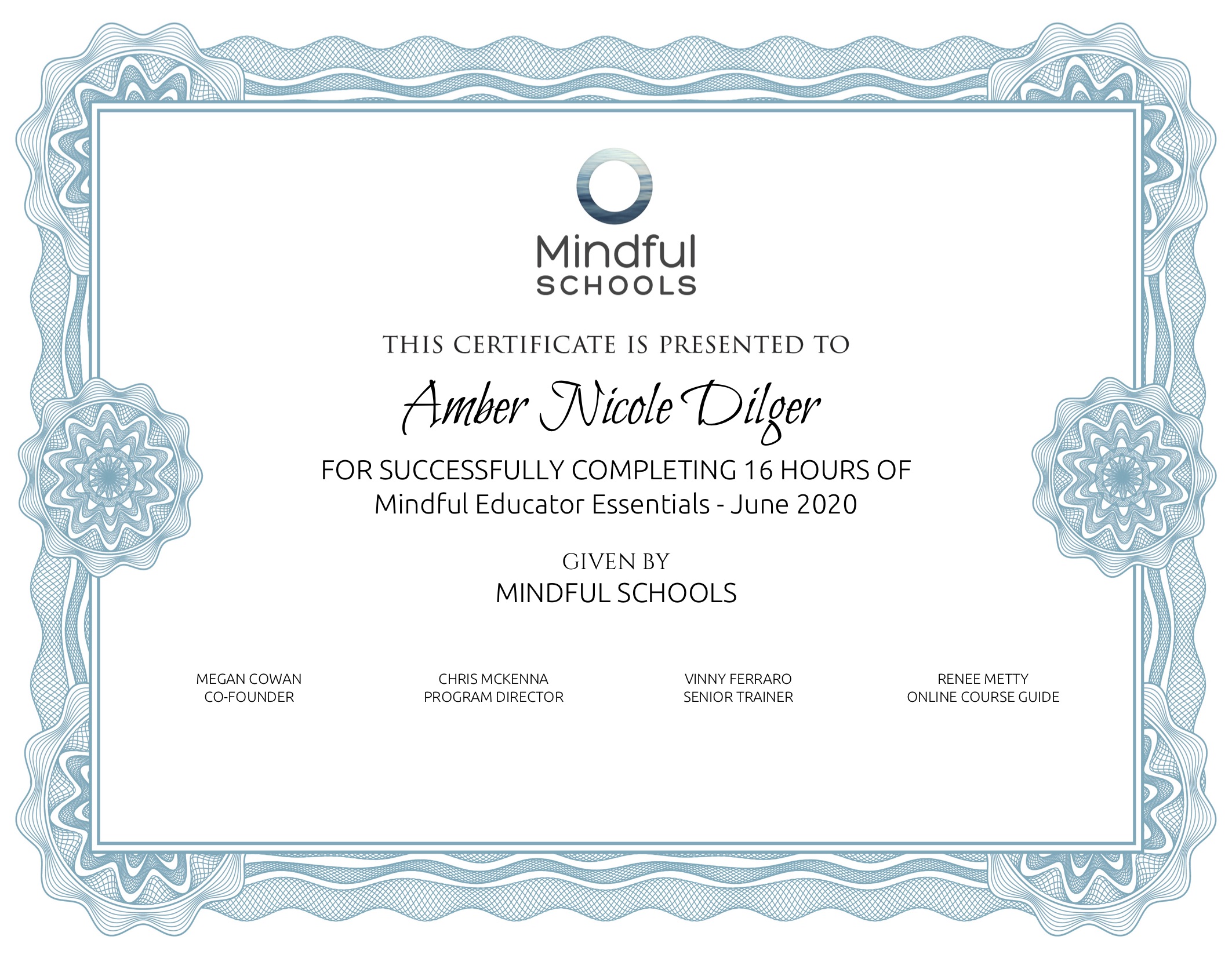 Mindful Educator Essentials Certificate for teaching mindfulness